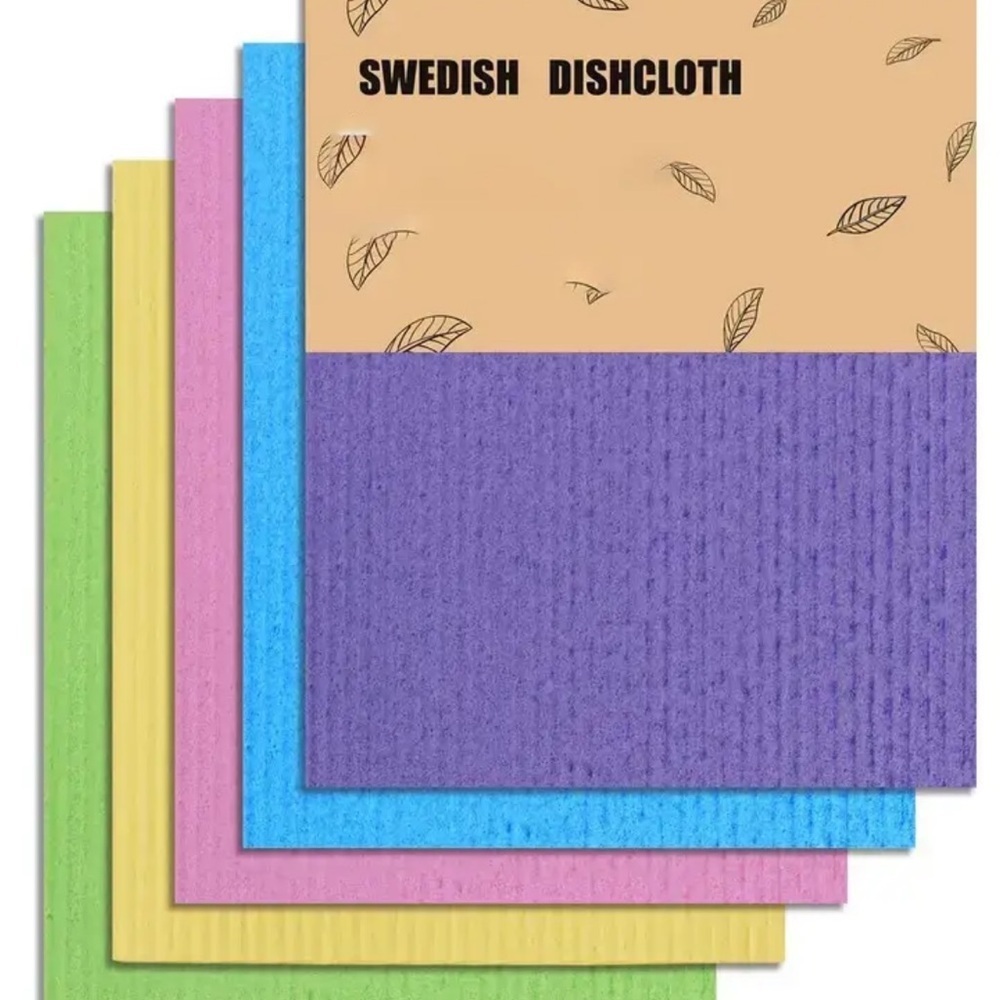 5 Pack Colorful Swedish Dishcloth Set Reusable Kitchen Cleaning Cloths